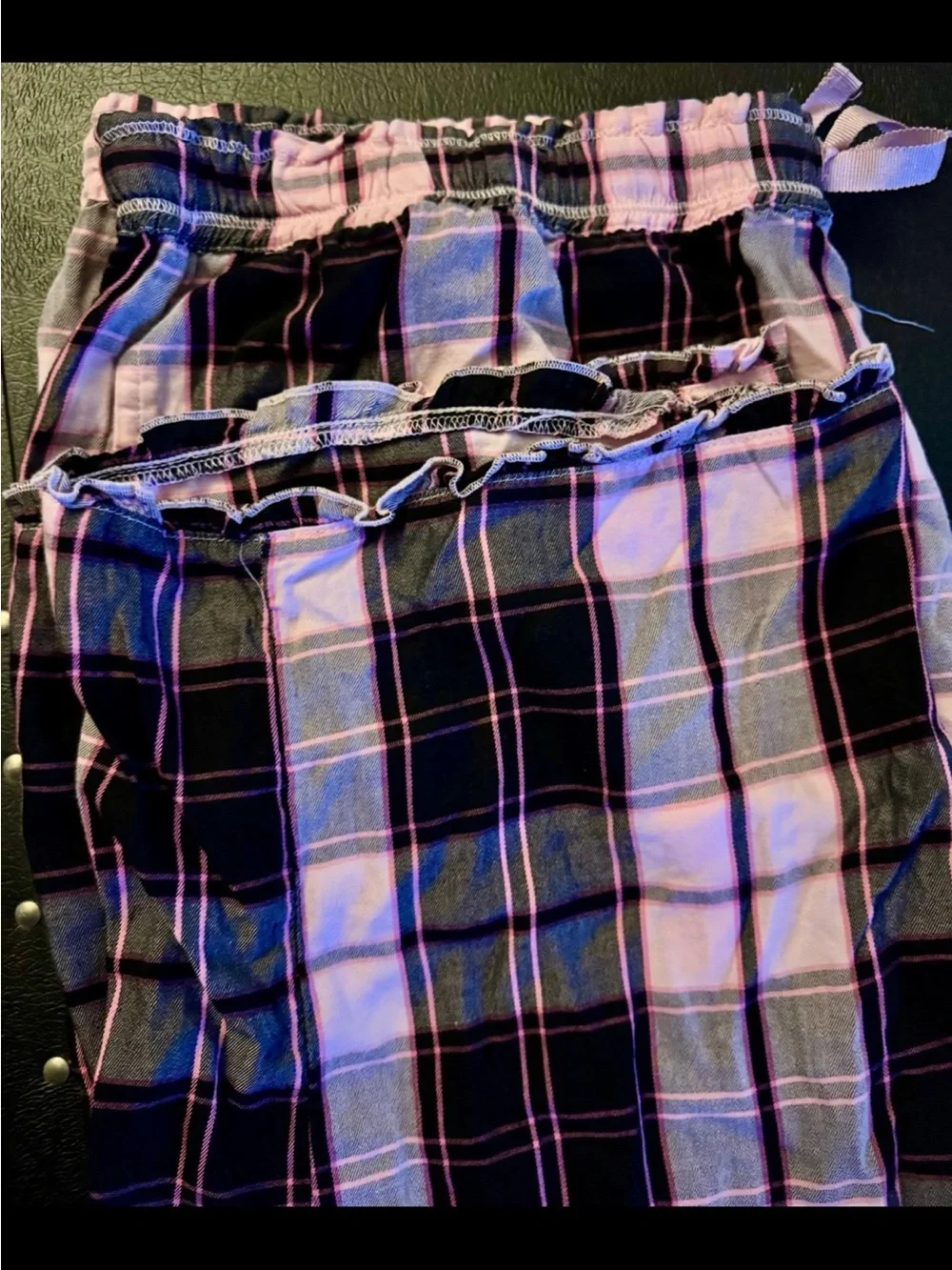 Victoria’s Secret Plaid Pajama Pants Pink And Black Bow X-Large